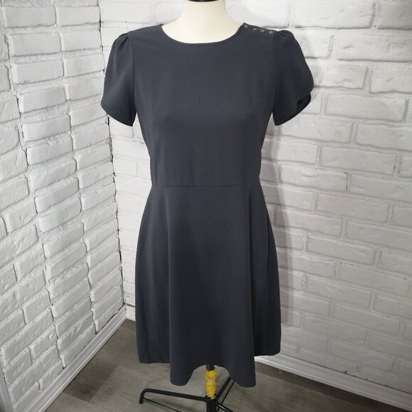 Loft Ladies Size 8 Dark Grey Fit & Flare Back Zip Dress - Picture 1 of 11
